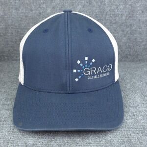 Graco Hat Cap Mens Trucker Blue White Oilfield Workwear Energy Western Cowboy